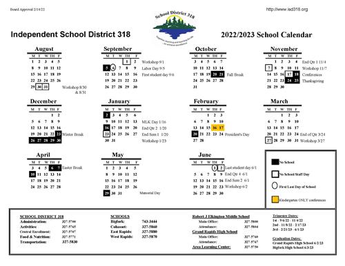 2022-23 ISD 318 School Calendar